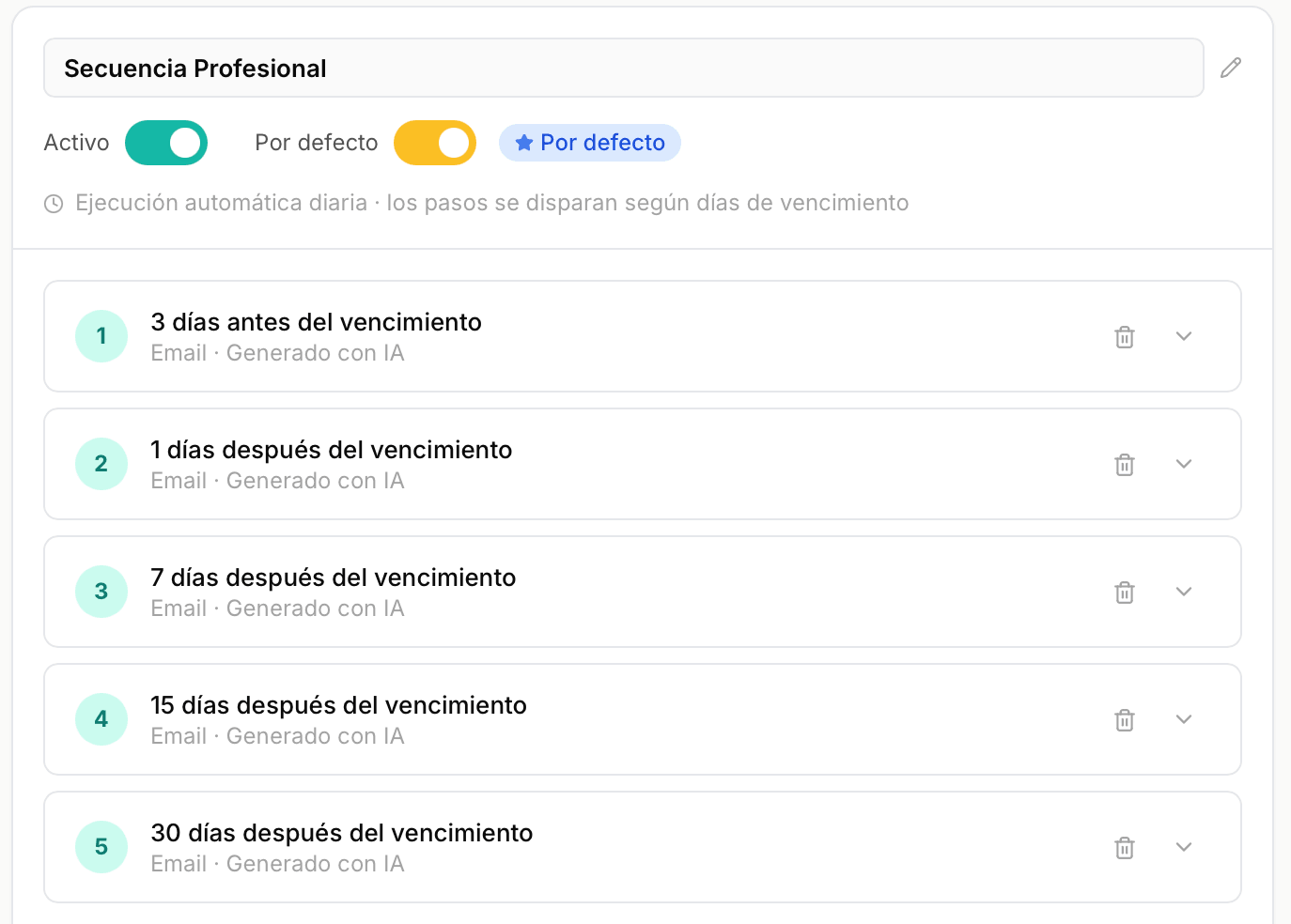 Flujo de cobro automatizado en Ondue